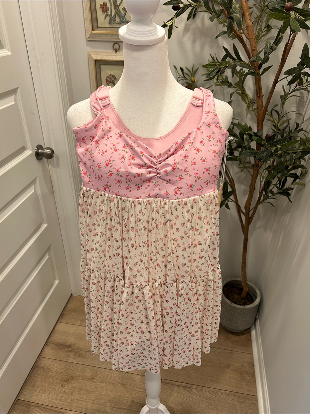 Blogilates Pink Floral Tiered active dress